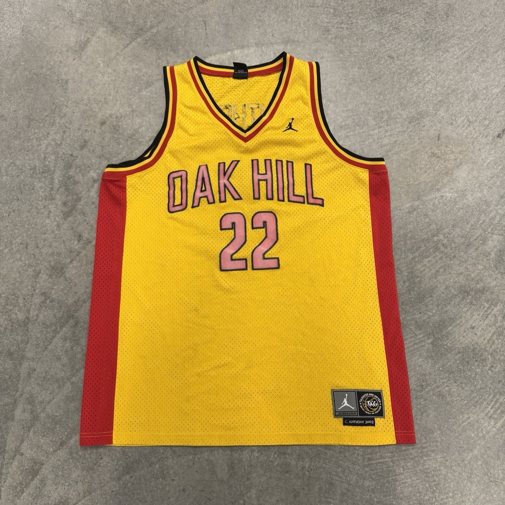 Men's Jordan Oak Hill Carmelo Anthony 2002 Yellow Sleeveless Jersey Faded XL